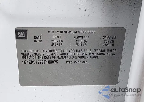 2009 Chevrolet Malibu Ltz from USA, damaged, VIN 1G1ZK57779F100875